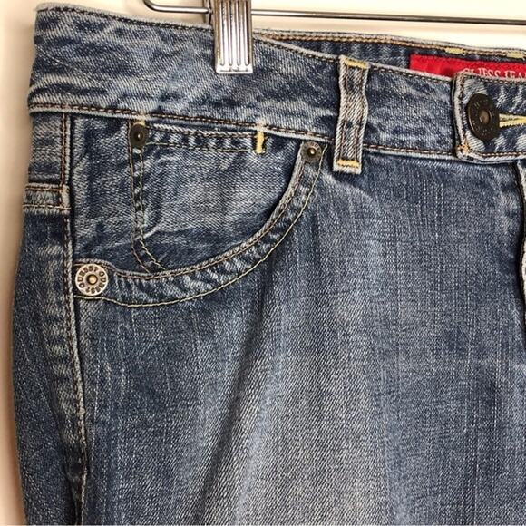 Guess 1981 Vintage Stretch Jeans Low Rise Denim Trip Beach Medium Wash Blue 31 - Picture 1 of 13